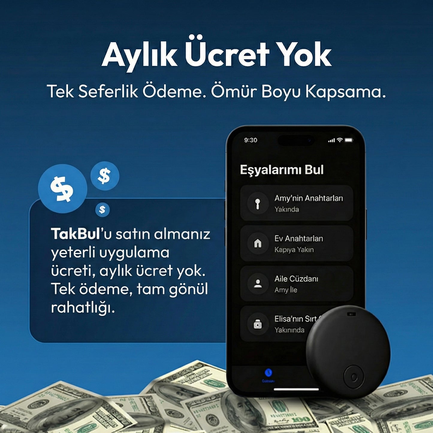 TakBul™Akıllı GPS Takip Cihazı (iOS & Android Uyumlu)