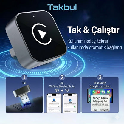 TakBull™ Kablosuz CarPlay & Android Auto Adaptörü
